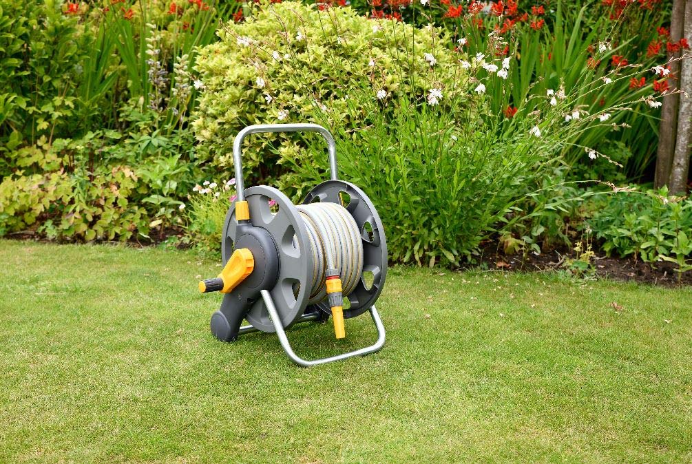HOZELOCK - Hose Reel 60m 2 - in - 1 (Reel and Wall Fixings Only) : Free - standing or Wall - mounted, Reel With Lightweight, Robust Main Body for Durability - Chartley Chucks