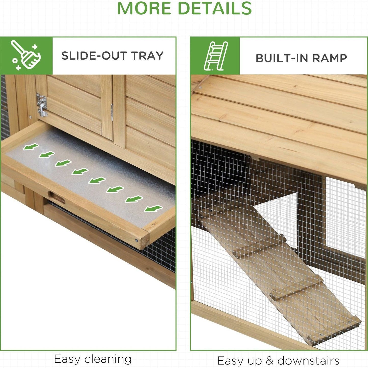PawHut Small Chicken Coop with Run Hen House Poultry Coops Cages Nesting Box Wood 150.5 x 54 x 87cm - Chartley Chucks