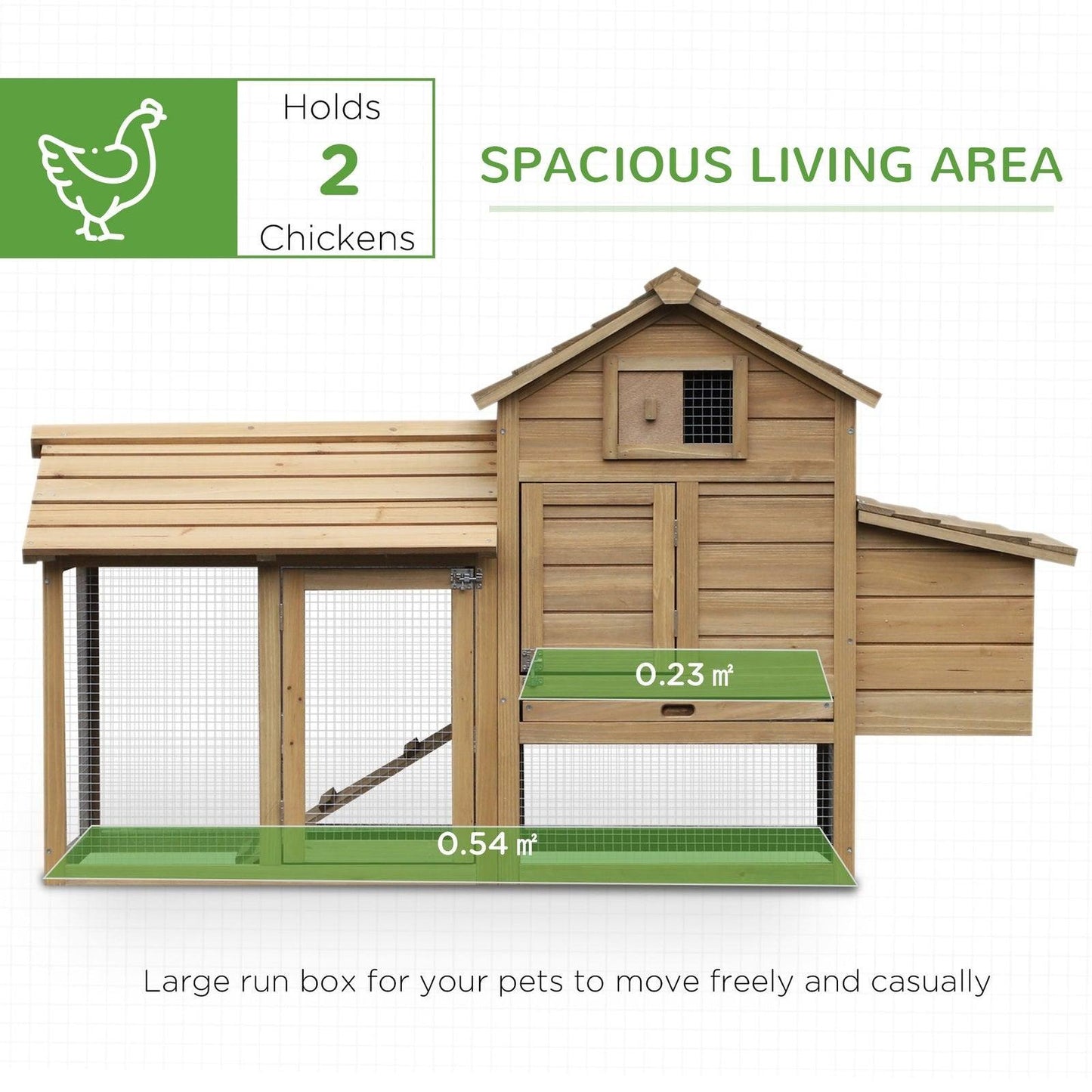 PawHut Small Chicken Coop with Run Hen House Poultry Coops Cages Nesting Box Wood 150.5 x 54 x 87cm - Chartley Chucks