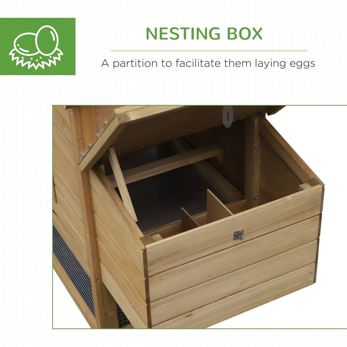 PawHut Small Chicken Coop with Run Hen House Poultry Coops Cages Nesting Box Wood 150.5 x 54 x 87cm - Chartley Chucks