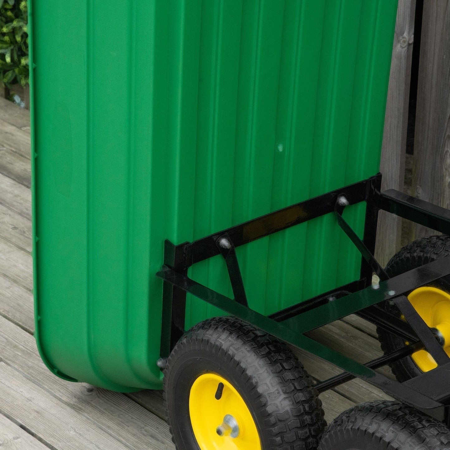125 Litre Large Garden Cart Heavy Duty 4 Wheel Trolley Dump Wheelbarrow Tipping Truck Trailer - Green - Chartley Chucks