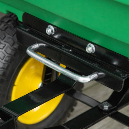 125 Litre Large Garden Cart Heavy Duty 4 Wheel Trolley Dump Wheelbarrow Tipping Truck Trailer - Green - Chartley Chucks