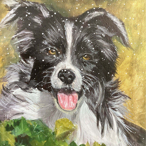 Flora Boarder Collie themed Christmas Card