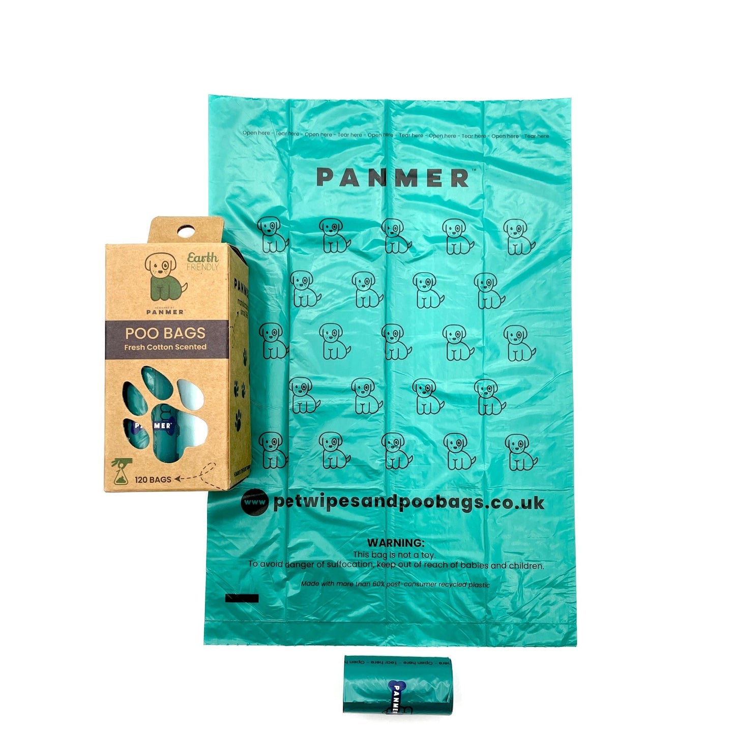 Dog Poo Bags Super Strong, Leak Proof, Fresh Cotton Scented Rolls (120 Bags) - Chartley Chucks