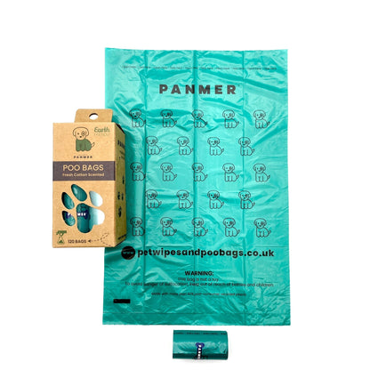 Dog Poo Bags Super Strong, Leak Proof, Fresh Cotton Scented Rolls (120 Bags) - Chartley Chucks