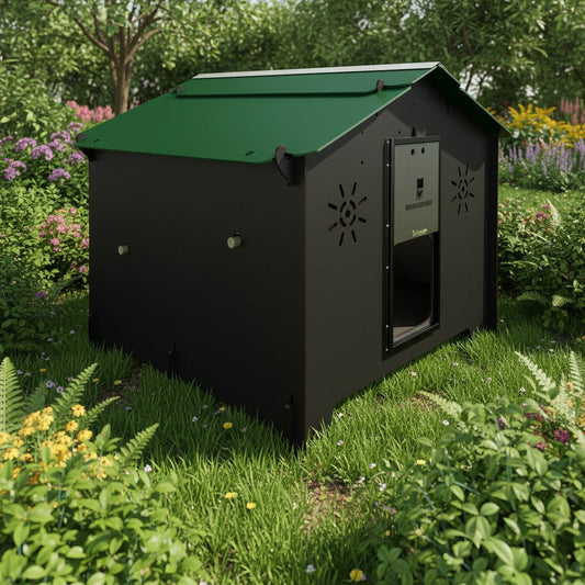 Easicoop Chalet L - HPL Chicken coop up to 10 large Birds (Black) - Chartley Chucks