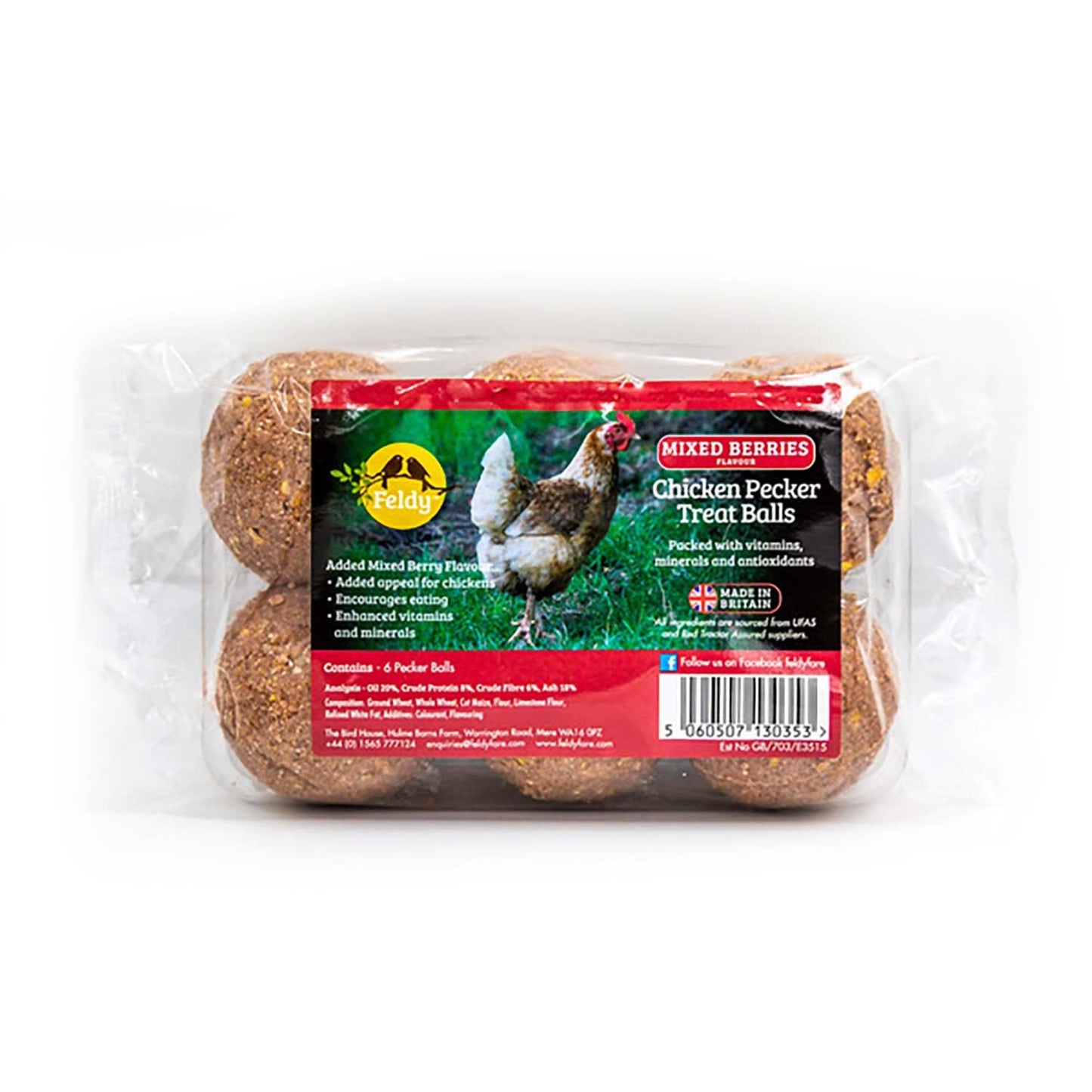 Feldy Chicken Pecking & Grazer Balls X6 - choose your flavour - BOREDOM BUSTER - Chartley Chucks