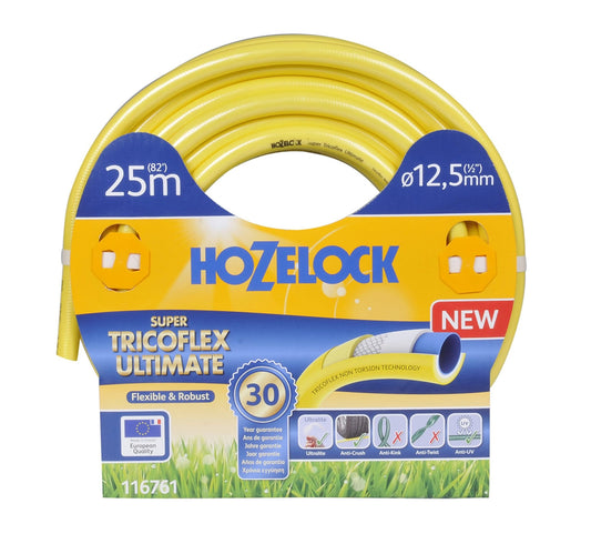 Hozelock 116761 12.5 mm 25 m "Super Tricoflex Ultimate" Water Hose - Yellow - Chartley Chucks