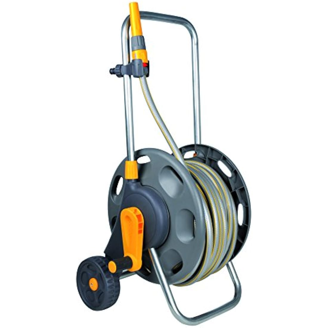 HOZELOCK - Cart Plus 50m (ø 12.5 mm) Assembled : Max Capacity 60m, 1 - piece Rewind Handle, Sturdy Frame for General Use, Supplied Assembled with 50m Hose, 1 Nozzle and Fittings Included 2435R0000 - Chartley Chucks