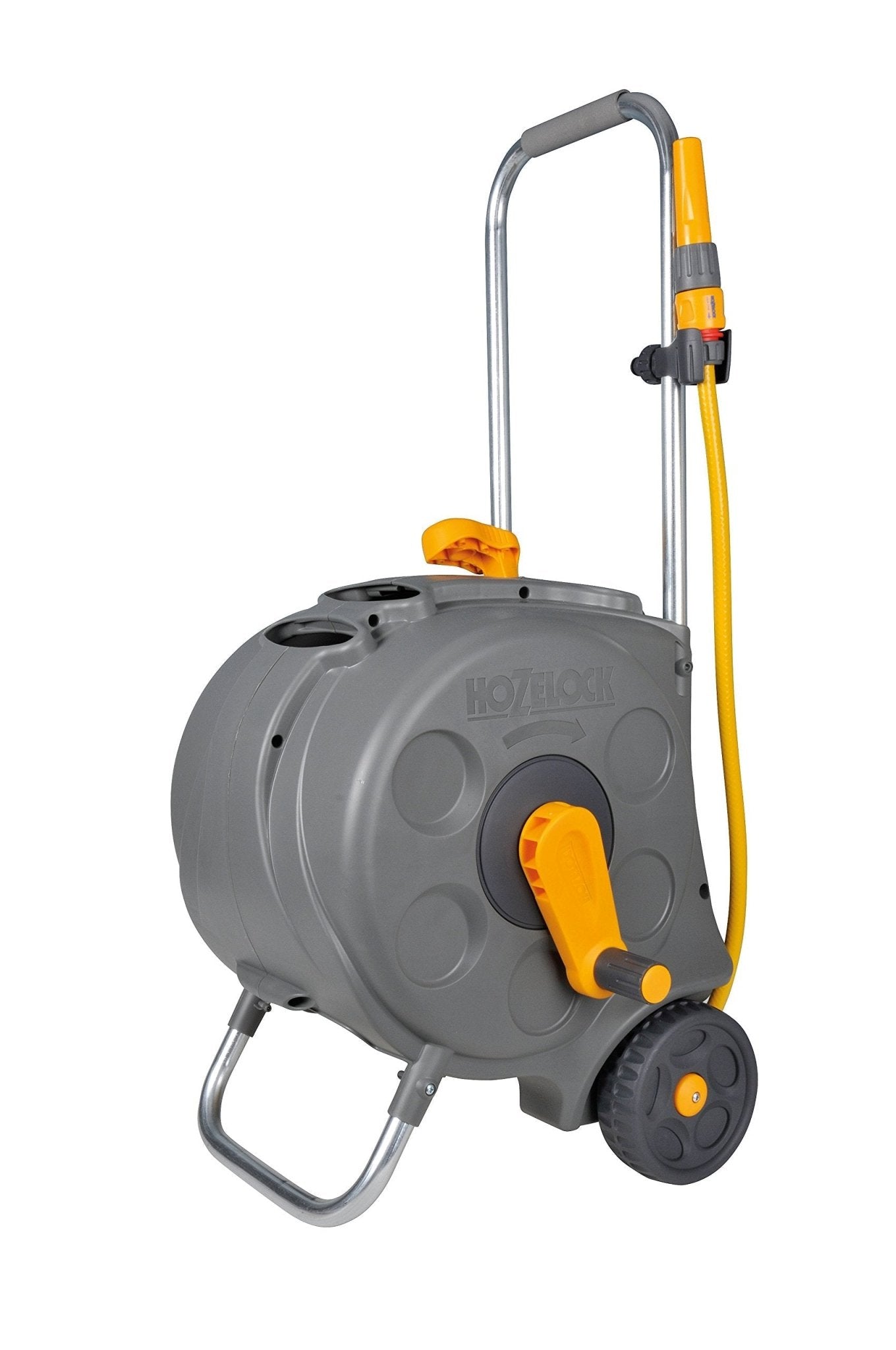 HOZELOCK - Compact Cart Reel 30m : Stable, Sturdy Reel on Wheels, Easy to Assemble and Use, Large Winding Handle, Enclosed Casing, Supplied with all - Chartley Chucks