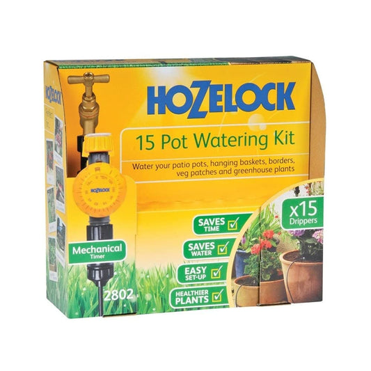 HOZELOCK - Drip Watering Kit 15 Pot : Self - contained System Complete with Timer, Ideal for Potted Plants and Window Boxes, for Precise, Water - saving - Chartley Chucks