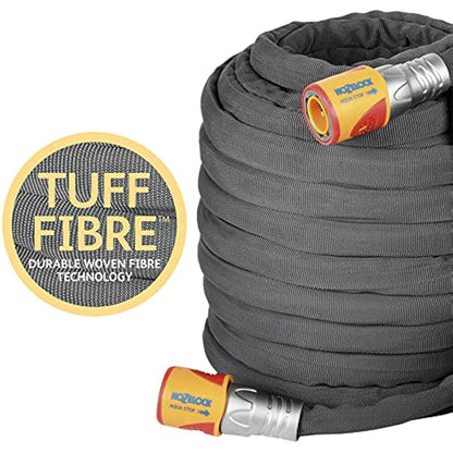 HOZELOCK - Hybrid Watering Hose Tuffhoze 25 m : Extremely Flexible, Tuff - Fibre Woven Technology, Suitable for High - pressure Cleaners (40 bar), Durable hose: Ready to Use [8125 8000] Grey - Chartley Chucks