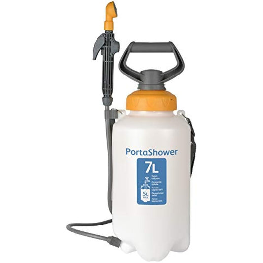 HOZELOCK - Pressure Sprayer Portashower 7L : Ideal for Outdoor Leisure and Gardening Needs (Camping, Caravanning, Cleaning Dogs), Supplied with Shower Spray Head & Carry Strap [4140A0000] - Chartley Chucks