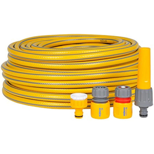 HOZELOCK - Starter Hose Kit ø 12.5mm (1/2") 30m : Versatile, UV - resistant Garden Hose, 4 - layer Braided Reinforced Hose, Hard Wearing, Includes Fittings and Nozzle, 10 Year Guarantee* [7230P9000] - Chartley Chucks
