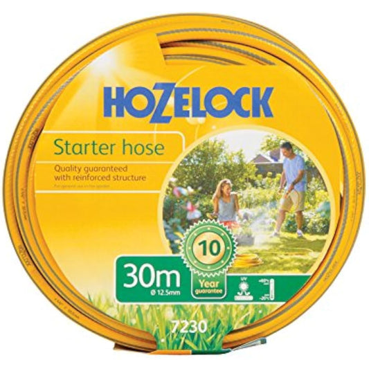 HOZELOCK - Starter Hose ø 12.5mm (1/2") 30m : Versatile, UV - resistant garden hose, 4 - layer braided reinforced hose, UK - made, General Purpose, Hard Wearing, 10 Year Guarantee* [7230P0000] - Chartley Chucks