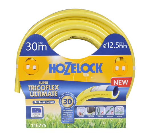 Hozelock Super Tricoflex Ultimate Hose, Yellow, 12.5 mm x 30 m - Chartley Chucks