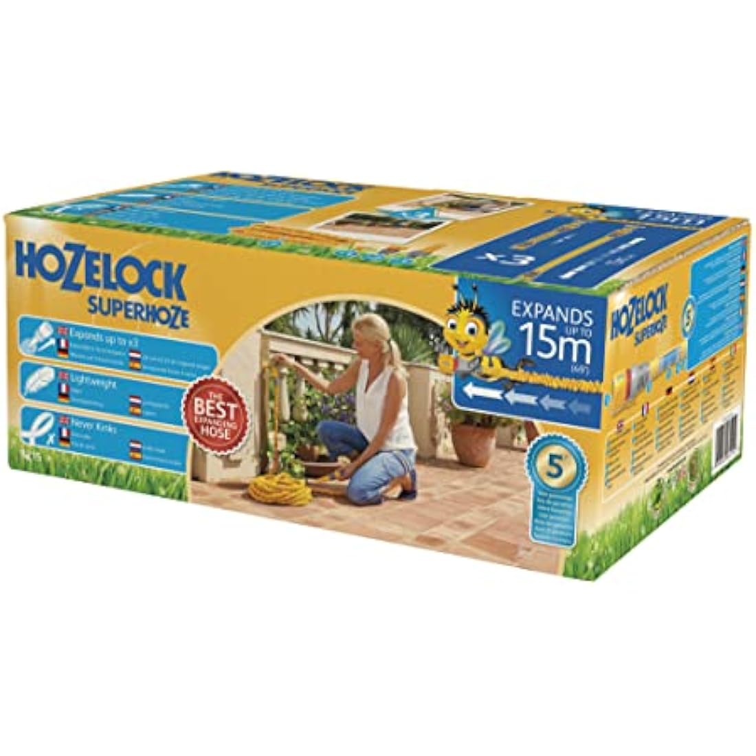 HOZELOCK - Superhoze Expanding Hose 15 m : Flexible Hose, Stretches up to 3x Original Length | With 2 Aquastop Fittings for a Watertight Connection: Ready to Use [8215A1240] - Chartley Chucks