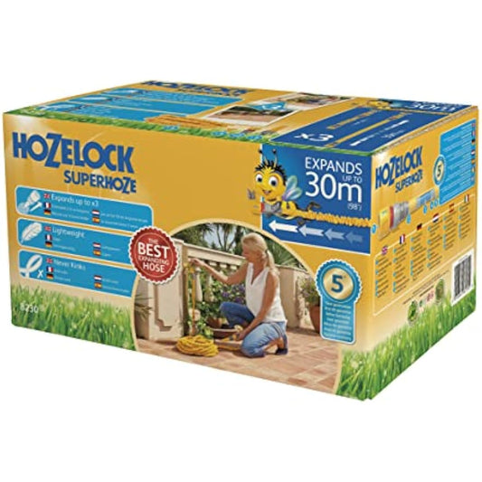 HOZELOCK - Superhoze Expanding Hose 30 m : Flexible Hose, Stretches up to 3x Original Length | With 2 Aquastop Fittings for a Watertight Connection: Ready to Use [8230A1240] - Chartley Chucks