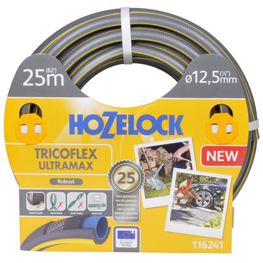 Hozelock Tricoflex Ultramax Hose, Grey, 12.5 mm x 25 m - Chartley Chucks