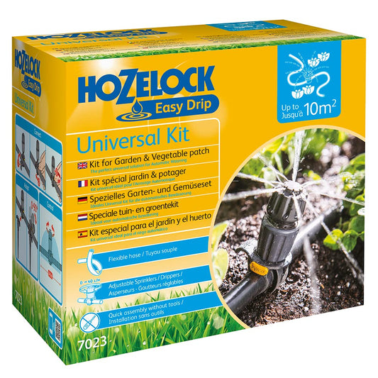 HOZELOCK - Universal Irrigation Kit : Ideal for Watering Borders, Flowerbeds and Vegetable Gardens, Easydrip Universal Drippers/sprinklers, Supplied - Chartley Chucks
