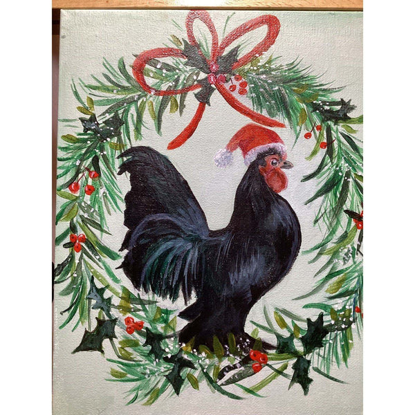 Black Booted Bantam themed Christmas Card - Chartley Chucks