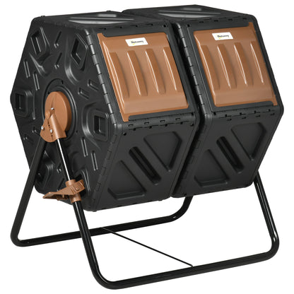 Outsunny 130L Compost Bin Dual Chamber Rotating Composter w/ Ventilation Holes - Chartley Chucks