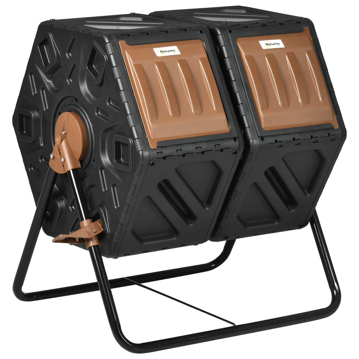 Outsunny 130L Compost Bin Dual Chamber Rotating Composter w/ Ventilation Holes - Chartley Chucks