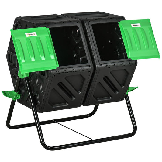 Outsunny 130L Compost Bin - Dual Chamber Rotating Composter with Ventilation Holes - Chartley Chucks