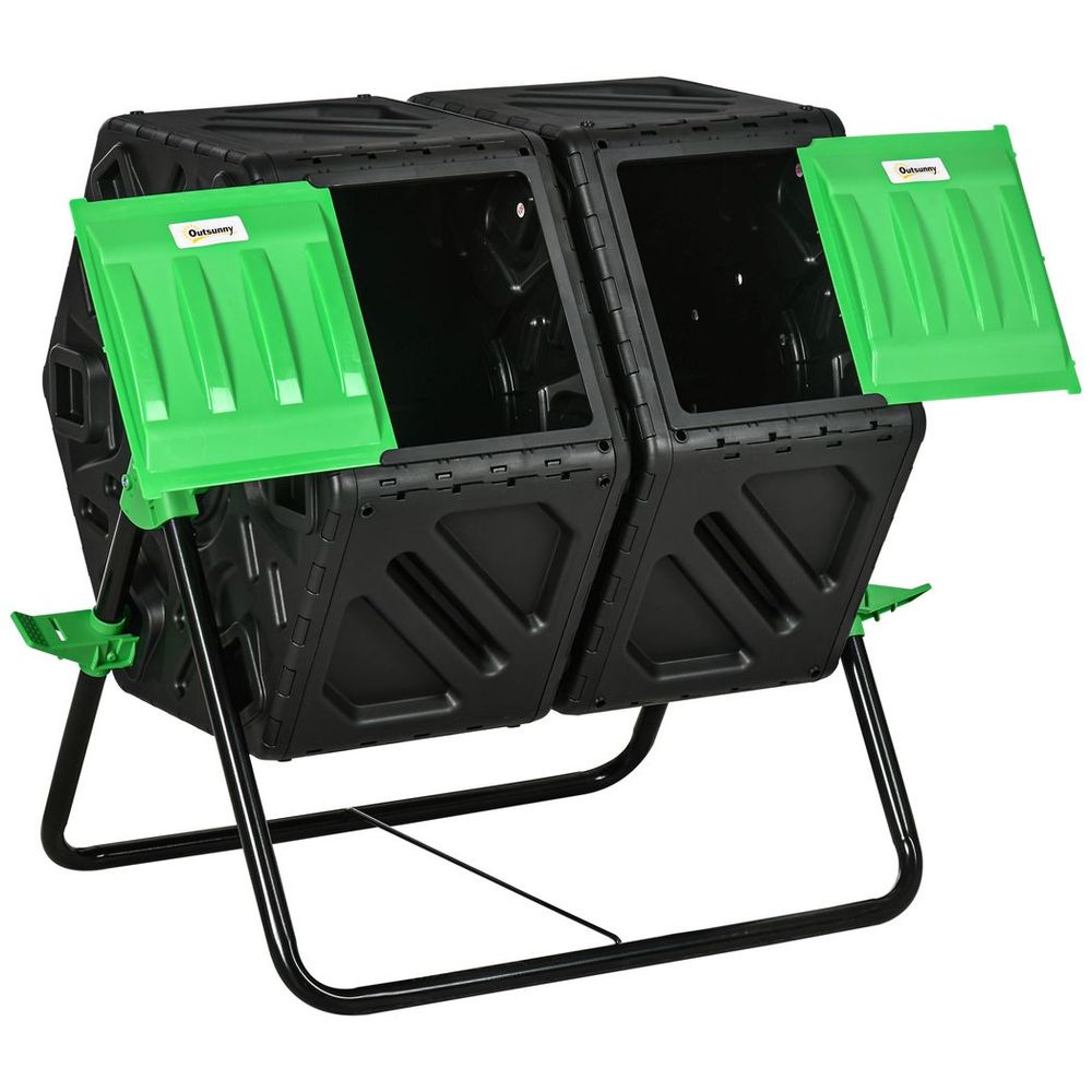 Outsunny 130L Compost Bin - Dual Chamber Rotating Composter with Ventilation Holes - Chartley Chucks