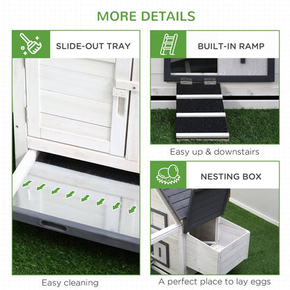 PawHut Chicken Coop with Run Wooden Hen House Pet Poultry Coops Cages Small Animal Outdoor Pen with Nesting Box 166 x 124 x 112cm - Chartley Chucks
