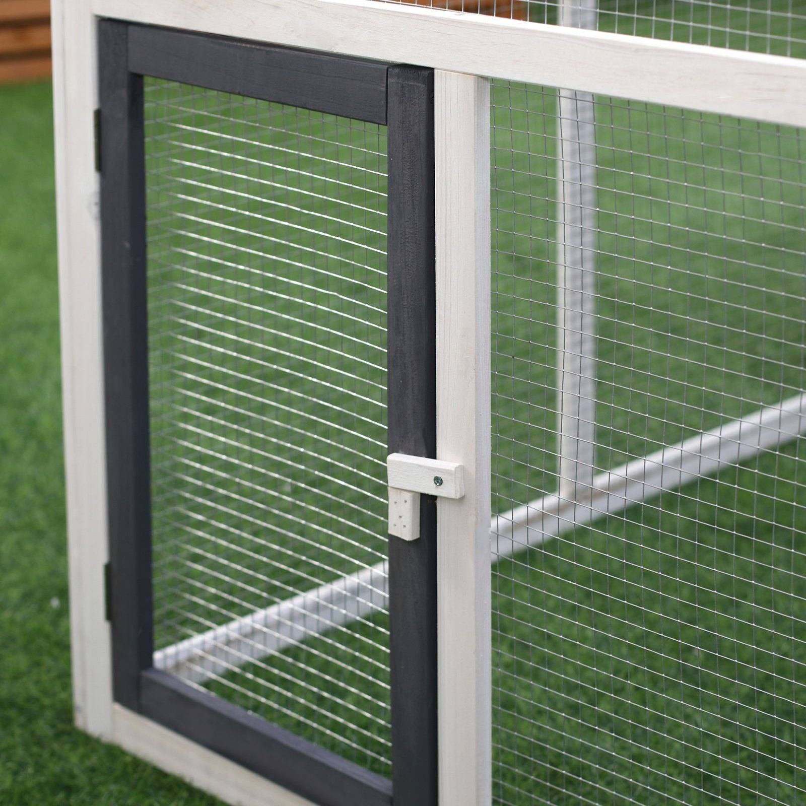 PawHut Chicken Coop with Run Wooden Hen House Pet Poultry Coops Cages Small Animal Outdoor Pen with Nesting Box 166 x 124 x 112cm - Chartley Chucks