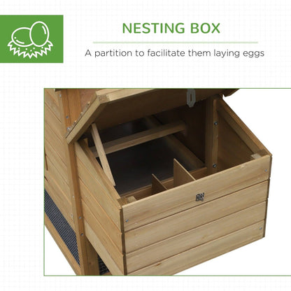 PawHut Small Chicken Coop with Run Hen House Poultry Coops Cages Nesting Box Wood 150.5 x 54 x 87cm - Chartley Chucks