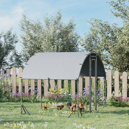 PawHut Walk In Chicken Run Galvanized Chicken Coop Hen Poultry House Cage Rabbit Hutch Pet Playpen Backyard with Water - Resist Cover - Chartley Chucks
