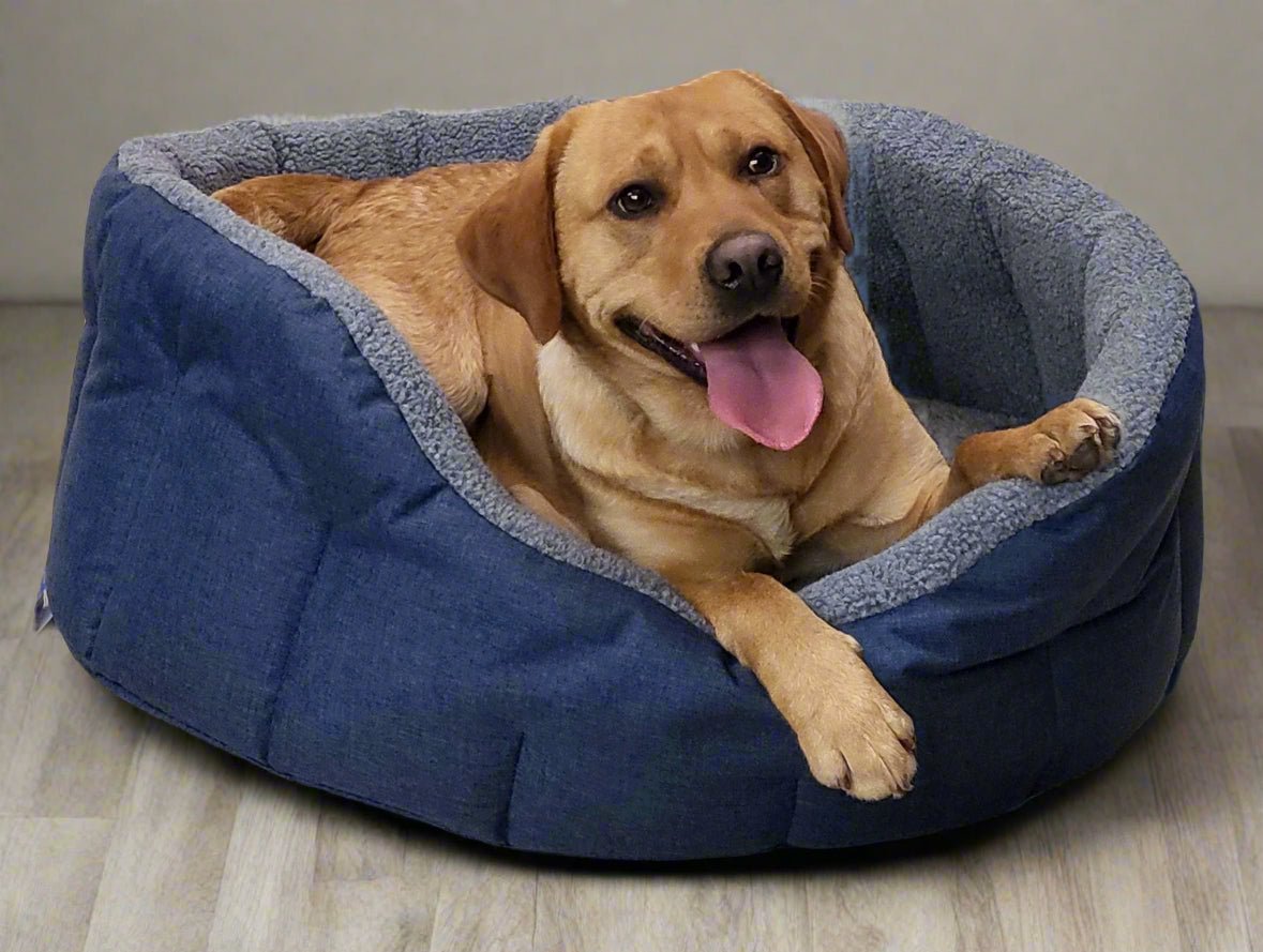 Premium Oval Bolster Style Heavy Duty Fleece Lined Machine Washable Dog Bed - Chartley Chucks