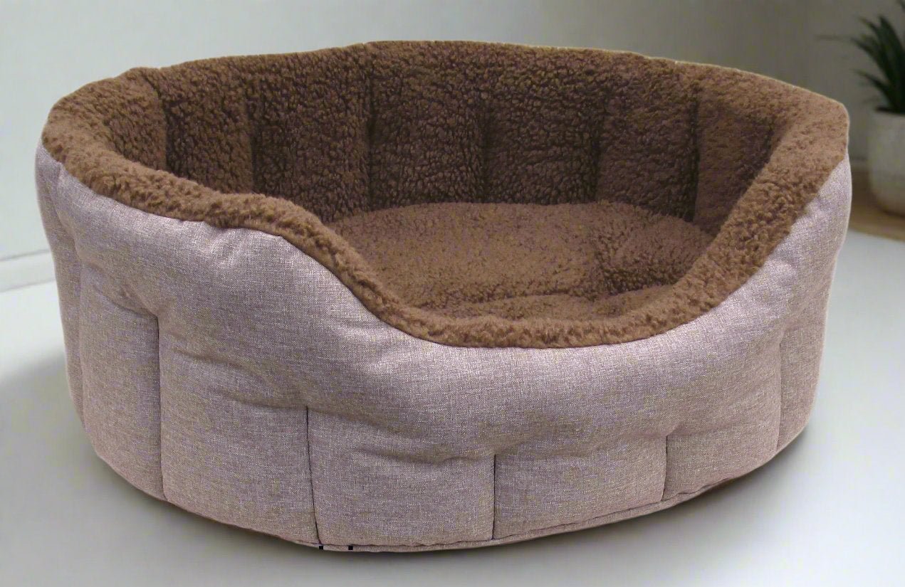 Premium Oval Bolster Style Heavy Duty Fleece Lined Machine Washable Dog Bed - Chartley Chucks