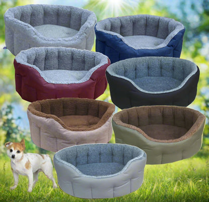 Premium Oval Bolster Style Heavy Duty Fleece Lined Machine Washable Dog Bed - Chartley Chucks