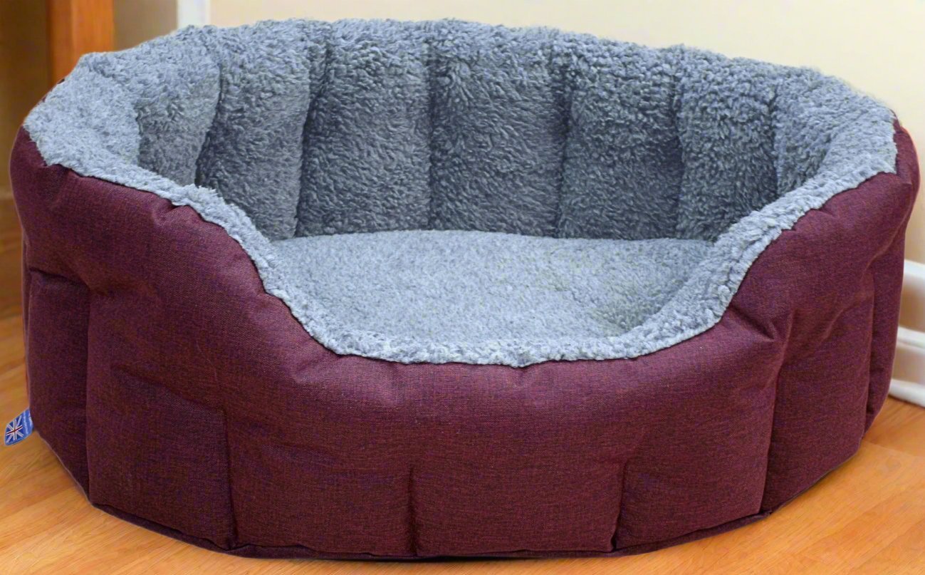 Premium Oval Bolster Style Heavy Duty Fleece Lined Machine Washable Dog Bed - Chartley Chucks
