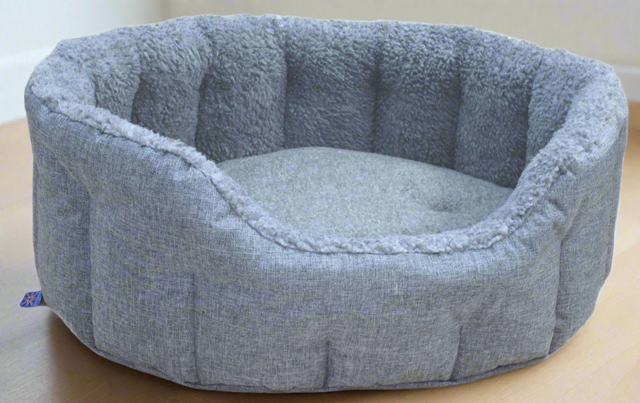 Premium Oval Bolster Style Heavy Duty Fleece Lined Machine Washable Dog Bed - Chartley Chucks