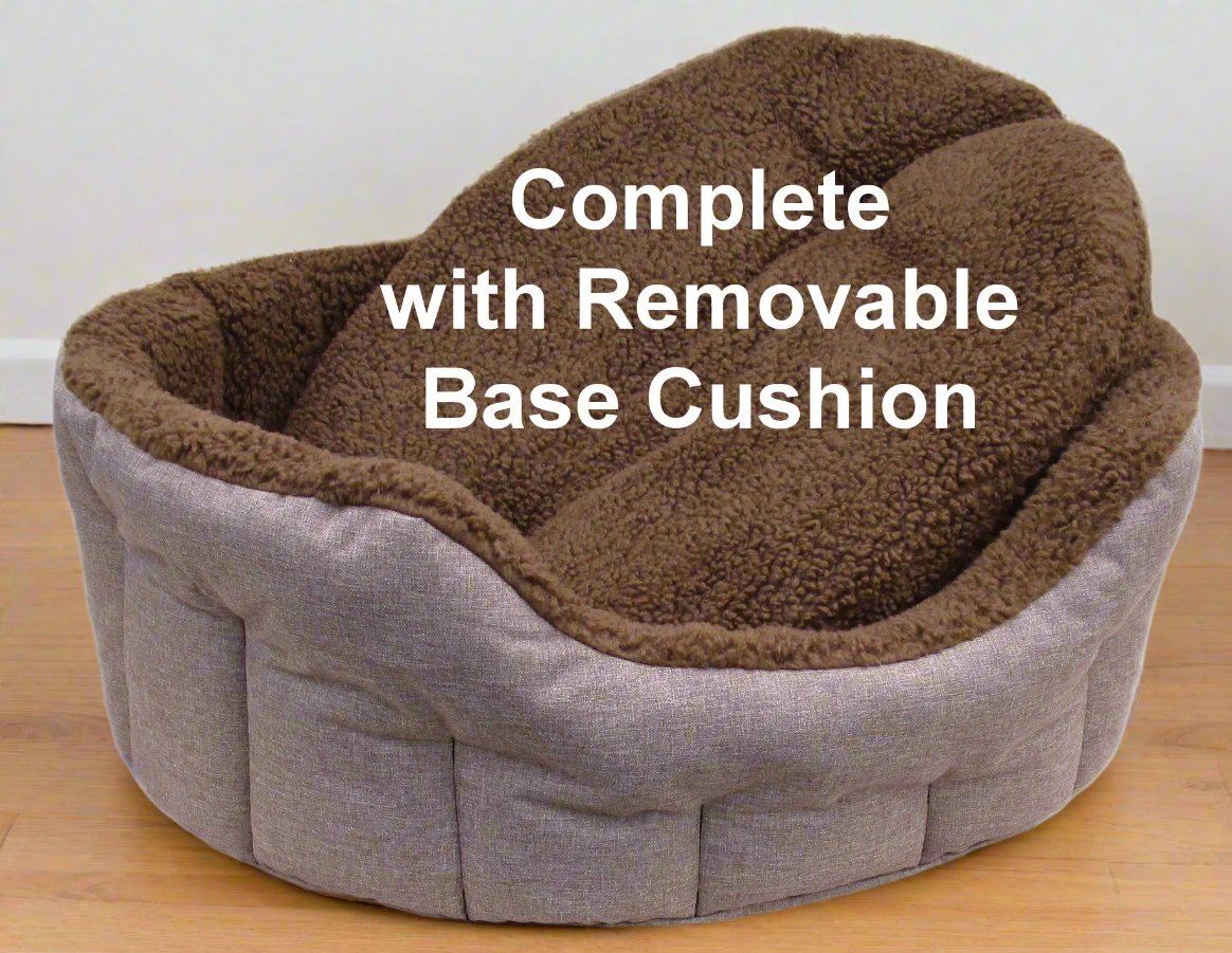 Premium Oval Bolster Style Heavy Duty Fleece Lined Machine Washable Dog Bed - Chartley Chucks