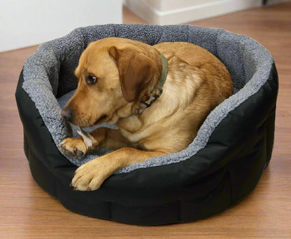Premium Oval Bolster Style Heavy Duty Fleece Lined Machine Washable Dog Bed - Chartley Chucks
