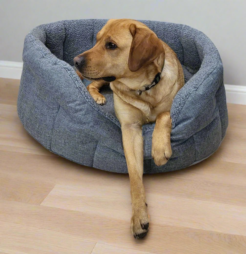 Premium Oval Bolster Style Heavy Duty Fleece Lined Machine Washable Dog Bed - Chartley Chucks