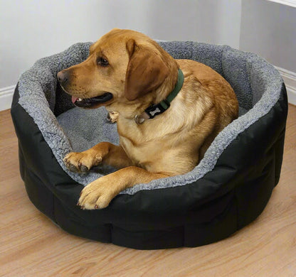 Premium Oval Bolster Style Heavy Duty Fleece Lined Machine Washable Dog Bed - Chartley Chucks