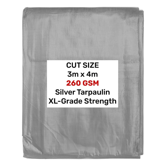 Silver XL - Grade Tarpaulin 3m x 4m - 260gsm - Chartley Chucks