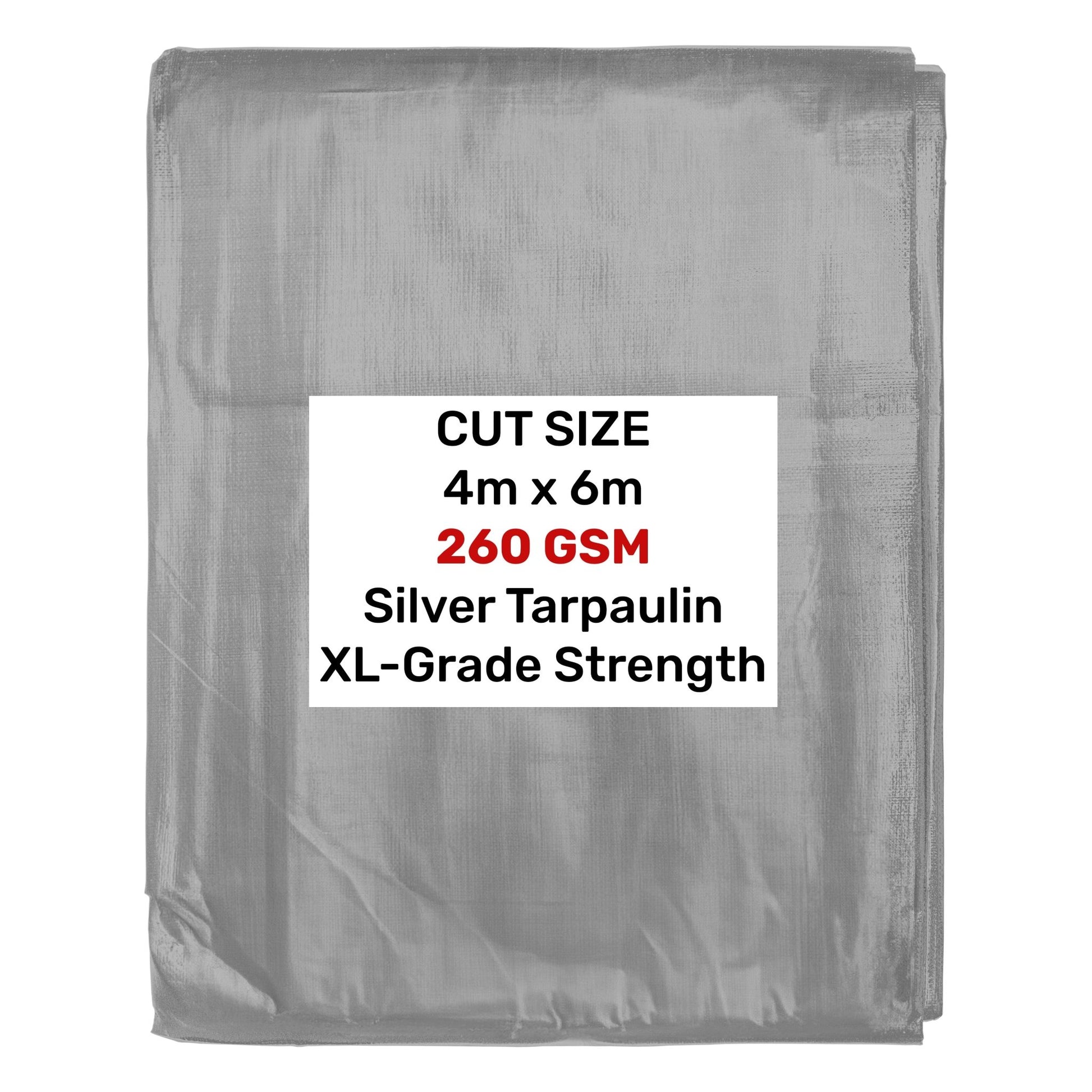 Silver XL - Grade Tarpaulin 4m x 6m - 260gsm - Chartley Chucks
