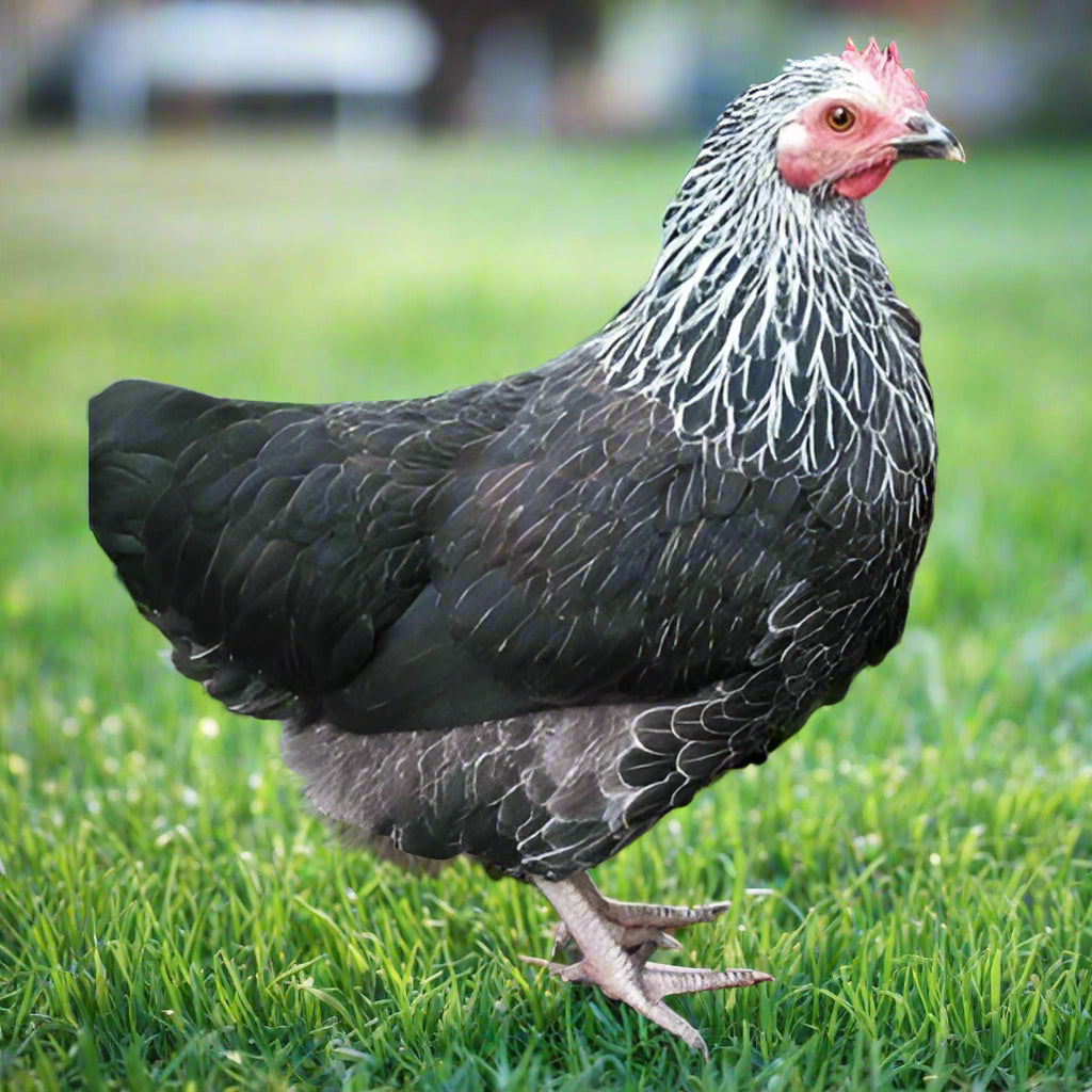 Silver Sussex hybrid at Point of Lay - Chartley Chucks